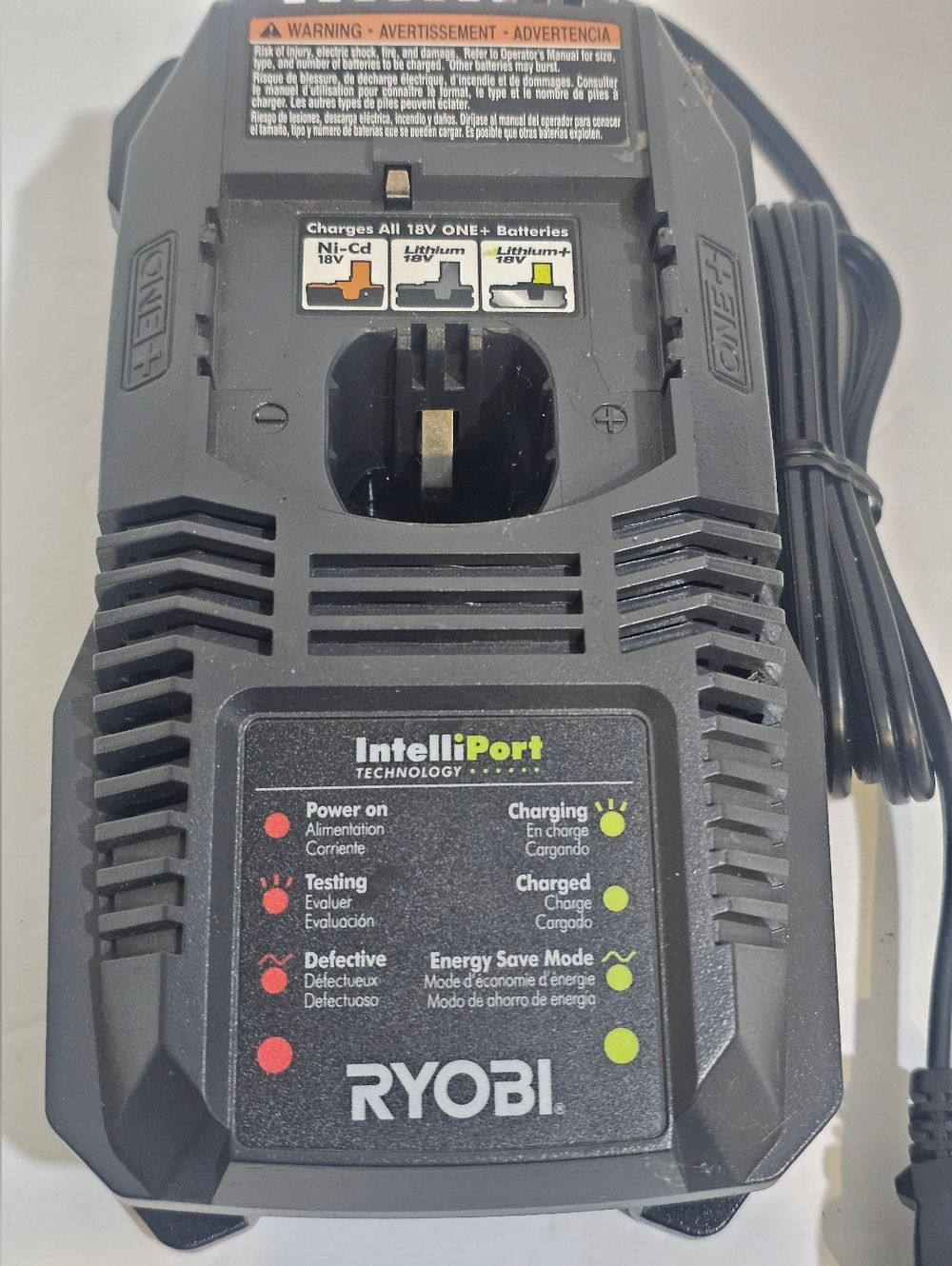 Ryobi ONE+ P118 18V NiCd Lithium Ion Battery Charger IntelliPort Technology